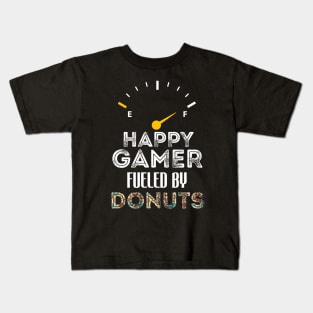 Funny Saying For Gamer Happy Gamer Fueled by Donuts Kids T-Shirt